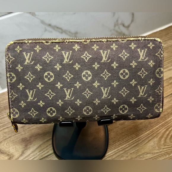 LOUIS VUITTON Brown Mini Lin Idylle Denim Zippy Long Wallet - Picture 1 of 13